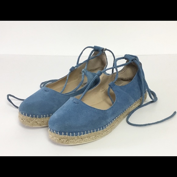 STEVE MADDEN Womens Blue Padded Strappy Idolized Square Toe Wedge Lace-Up Dress Espadrille Shoes M